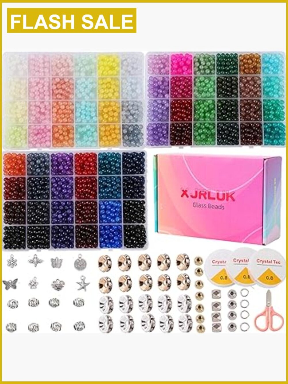 3000pcs 6mm Glass Beads for Jewelry Making Kit